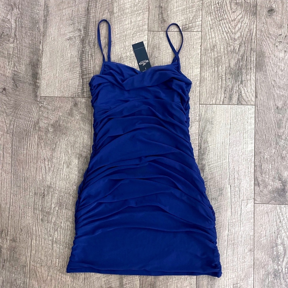 Hollister Womens Ruched‎ Mesh Bodycon Mini Dress Royal Blue Small NWT 653229056